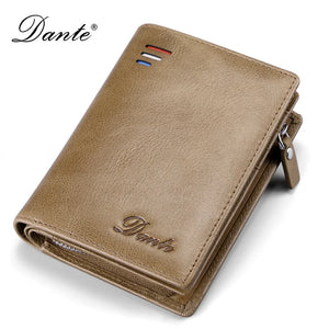 Men Short Bifold Cowhide Wallet Soft Oil Wax Leather Wallets Coin Purse Clutch T