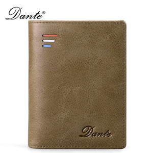 Men Short Bifold Cowhide Wallet Soft Oil Wax Leather Wallets Coin Purse Clutch T