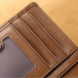Men Short Bifold Cowhide Wallet Soft Oil Wax Leather Wallets Coin Purse Clutch T