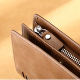 Men Short Bifold Cowhide Wallet Soft Oil Wax Leather Wallets Coin Purse Clutch T
