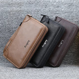 Men Wallets Large Capacity Double Zipper Clutch Bag