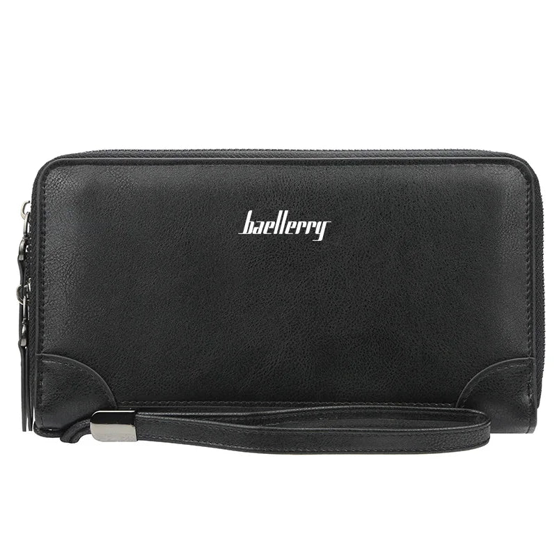 Men Wallets Large Capacity Double Zipper Clutch Bag
