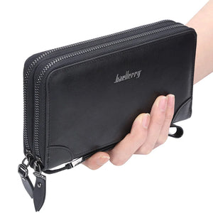 Men Wallets Large Capacity Double Zipper Clutch Bag