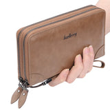 Men Wallets Large Capacity Double Zipper Clutch Bag