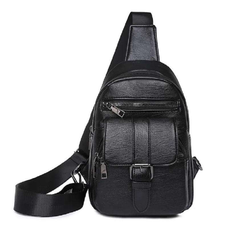 Men Women Vintage High Leather Waist Bag Crossbody Shoulder Bags