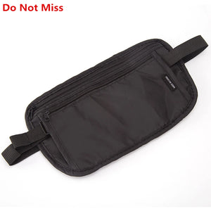 Men Women Waist Belt Bag Waterproof Zippered Compact Security Money Pouch