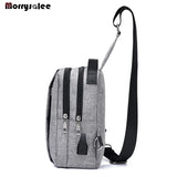 Canvas USB Charging Chest Bag Men's Messenger Bag