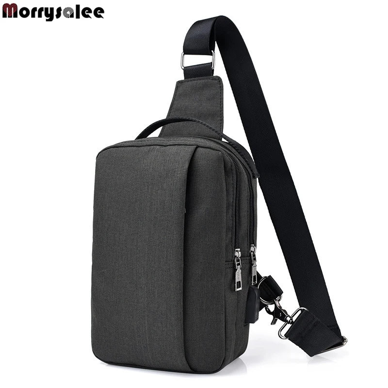 Canvas USB Charging Chest Bag Men's Messenger Bag
