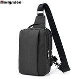 Canvas USB Charging Chest Bag Men's Messenger Bag