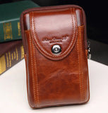 Men's Leather Cowhide Belt Pouch Fanny Pack Waist Bag