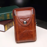 Men's Leather Cowhide Belt Pouch Fanny Pack Waist Bag