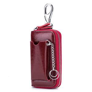Men's Leather Key Wallet Cowhide Car Key Holder Pouch Bag Case Organizer