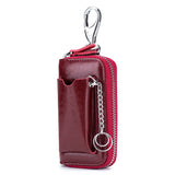 Men's Leather Key Wallet Cowhide Car Key Holder Pouch Bag Case Organizer