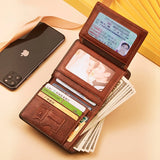Men's Leather Wallet RFID Anti-theft Cowhide Retro Casual