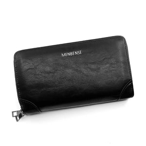 Men's Retro PU Leather Double Zipper Wallet