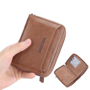 Men's Short Wallet Pu Leather Clutch Zipper