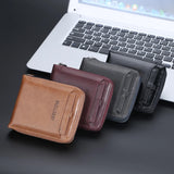 Men's Short Leather Wallet with Hasp Zipper Clutch