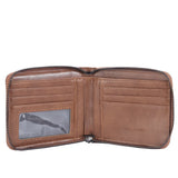 Men's Short Leather Wallet with Hasp Zipper Clutch