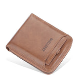 Men's Short Leather Wallet with Hasp Zipper Clutch