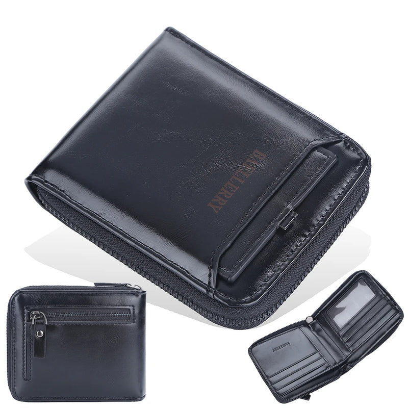 Men's Short Wallet Pu Leather Clutch Zipper Solid Porte Feuille Hommes