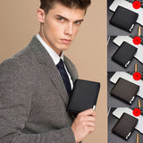 Men's Retro Leather Wallet Short Business Vertical Wallet