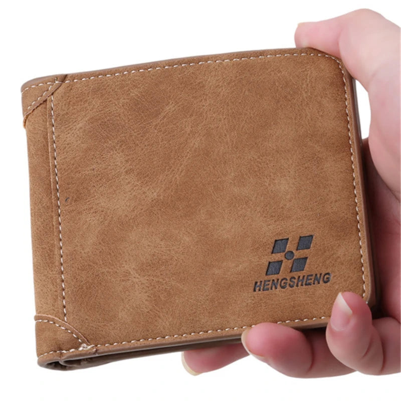Men's Short Leather Wallet Retro Three Fold Multi-card Wallet