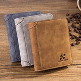 Men's Short Leather Wallet Retro Three Fold Vertical Wallet
