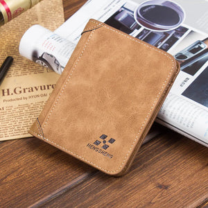 Men's Frosted Leather Vertical Wallet