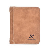 Men's Short Leather Wallet Retro Three Fold Vertical Wallet