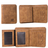 Men's Short Leather Wallet Retro Three Fold Vertical Wallet