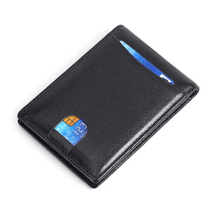 Men's Short Leather Wallet Retro Two Fold Vertical Wallet Youth Multi-Card