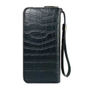 Men's Stone Pattern Long Wallet Embossed Soft Business Wristband