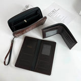 Men's Stone Pattern Long Wallet Embossed Soft Business Wristband