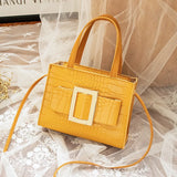 Women's PU Leather Messenger Bag Crocodile Pattern Crossbody Handbag