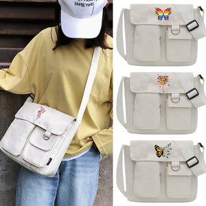 Canvas Butterfly Messenger Bag for Women Large Capacity