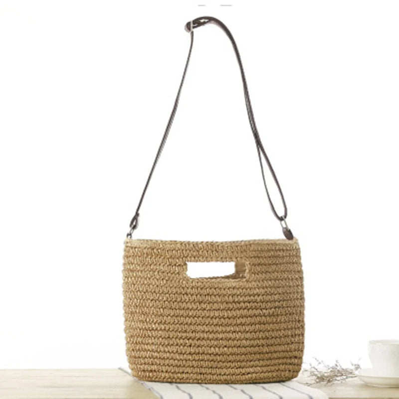 Straw Messenger Shoulder Bag England Women's Beach Travel Vacation Bag