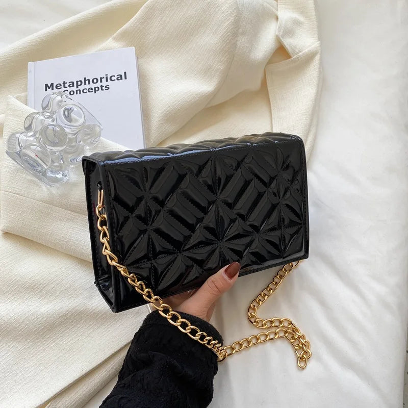 Solid Shoulder Bags Chain Texture Bags High Bags