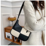 Checked Pattern Messenger Tote Bag for Women