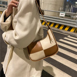 Checked Pattern Messenger Tote Bag for Women