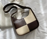 Checked Pattern Messenger Tote Bag for Women