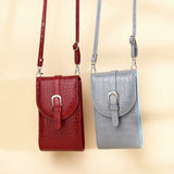 Crocodile Pattern Shoulder Bag Belt Buckle Mini Phone Bag