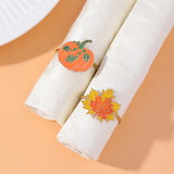 Metal Maple Leaf Pumpkin Turkey Napkin Rings Autumn Thanksgiving Decor