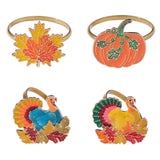 Metal Maple Leaf Pumpkin Turkey Napkin Rings Autumn Thanksgiving Decor