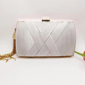 Metal Tassel Clutch Bag With Chain Shoulder Handbag Silk Purse Evening Bag