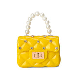 Diamond Inlaid Jelly Bag Crossbody Pearl Hand Strap Lipstick Handbag