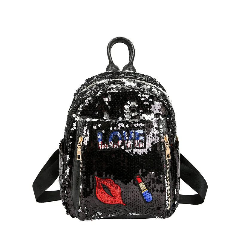 Sequins Backpack School Backpack For Teenager Girl Women Shoulder Bags