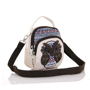 Owl Printed Mini Messenger Bag Crossbody Women's Bag