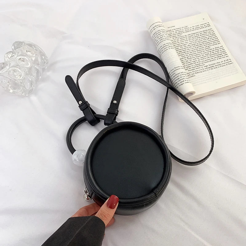 Mini Round PU Leather Crossbody Bags for Women