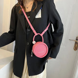 Mini Round PU Leather Crossbody Bags for Women Small Shoulder Bag Lady Handbags
