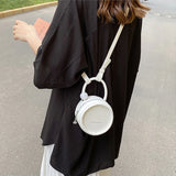 Mini Round PU Leather Crossbody Bags for Women Small Shoulder Bag Lady Handbags